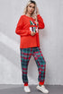 ALL IS BRIGHT Round Neck Top and Plaid Pants Lounge Set - Fashorio