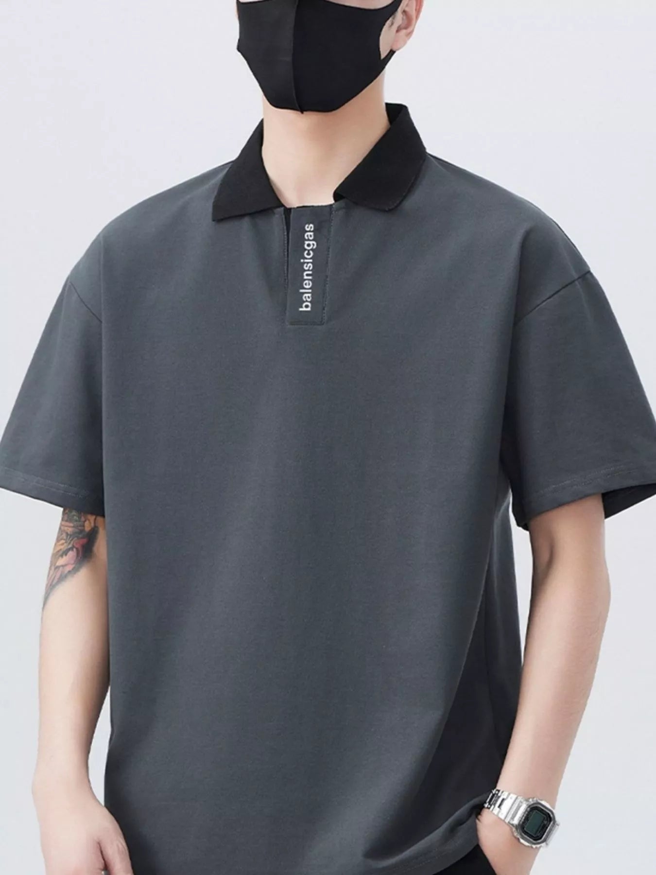 Men's Plus Size Contrast Collar Short Sleeve Polo - Fashorio