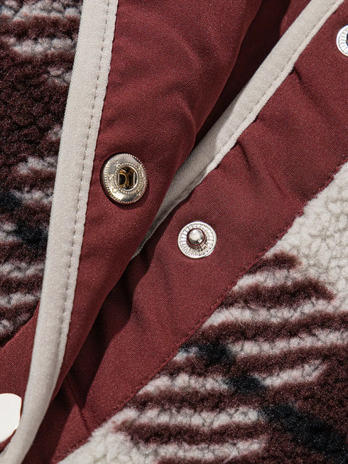 Plaid Fleece Jacket with Stand Collar – Buttoned & Pocketed - Fashorio