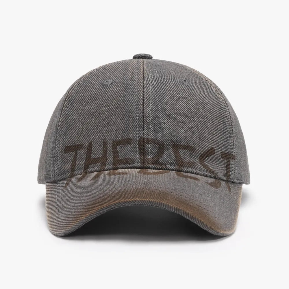 Letter Adjustable Baseball Cap Dark Gray One Size - Fashorio