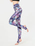 Printed Wide Waistband Active Leggings with Stirrups - Fashorio