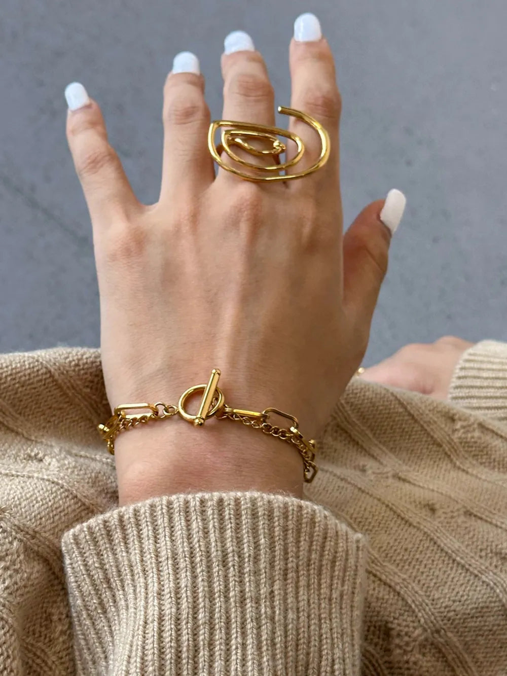 18K Gold-Plated Stainless Steel Chain Bracelet - Fashorio