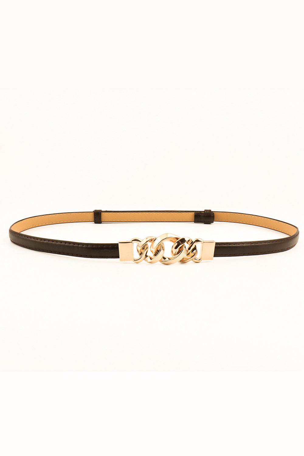 PU Skinny Belt Chocolate One Size - Fashorio