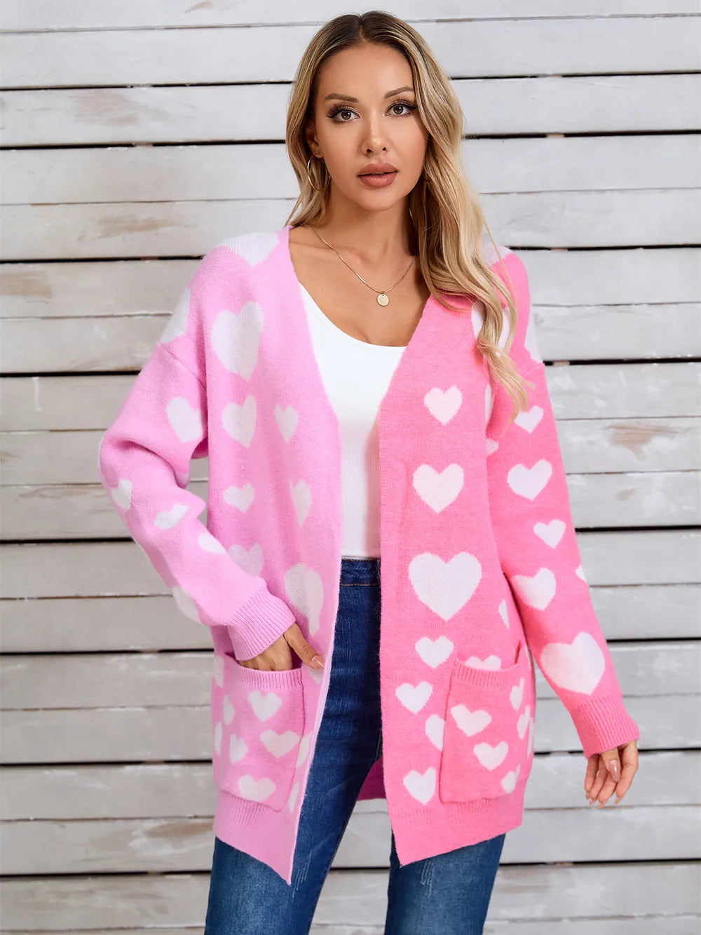 Angel Wings Heart Open Front Long Sleeve Cardigan - Fashorio
