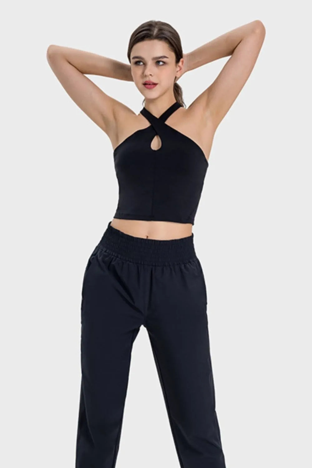 Millennia Crisscross Grecian Neck Active Cami - Fashorio