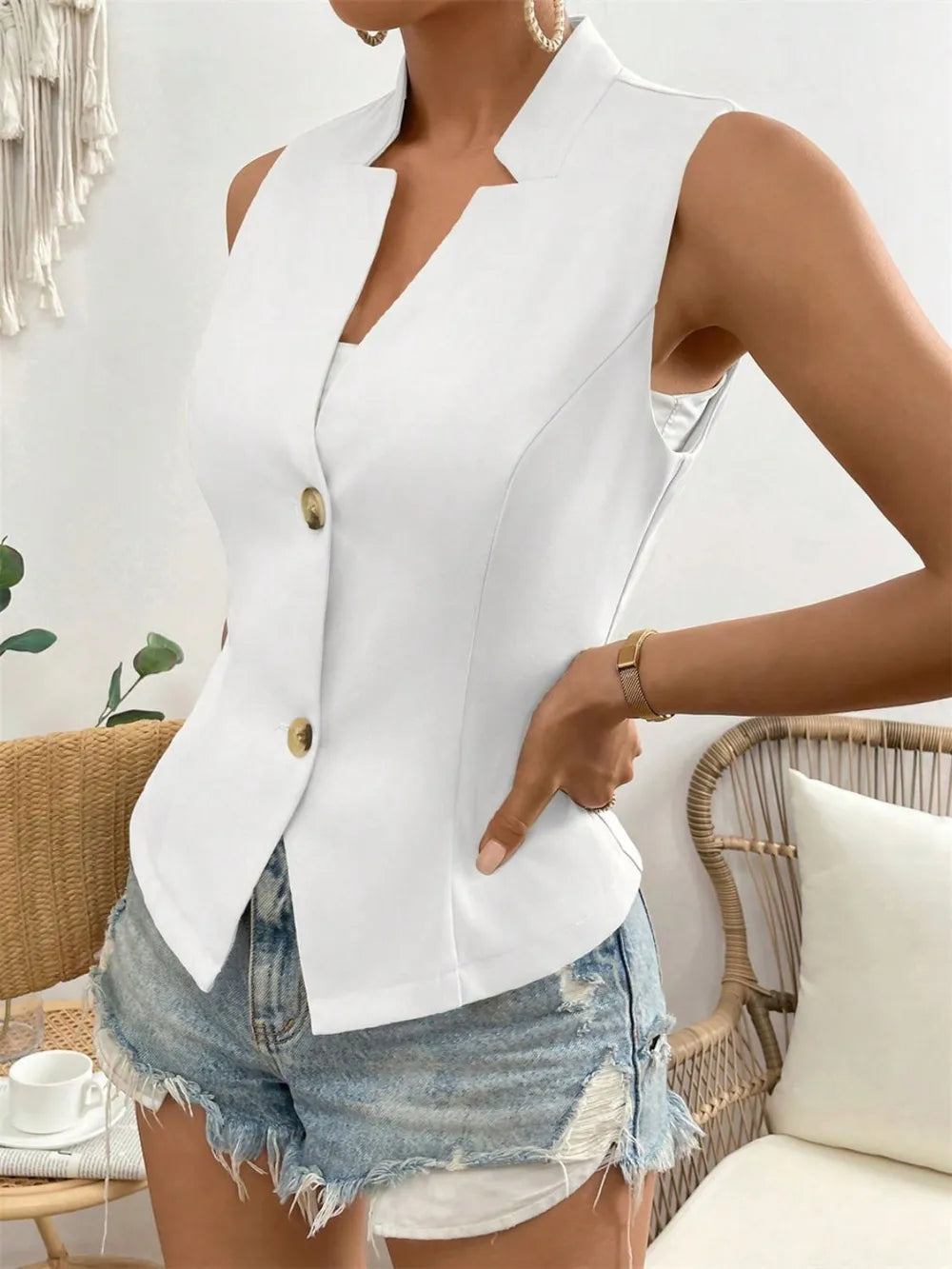 Button Down Vest Coat - Fashorio