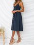 Smocked Sweetheart Cami Dress with Cutout & Tie Detail - Fashorio