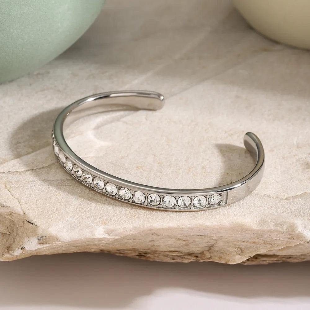 Stainless Steel Inlaid Zircon Bracelet - Fashorio
