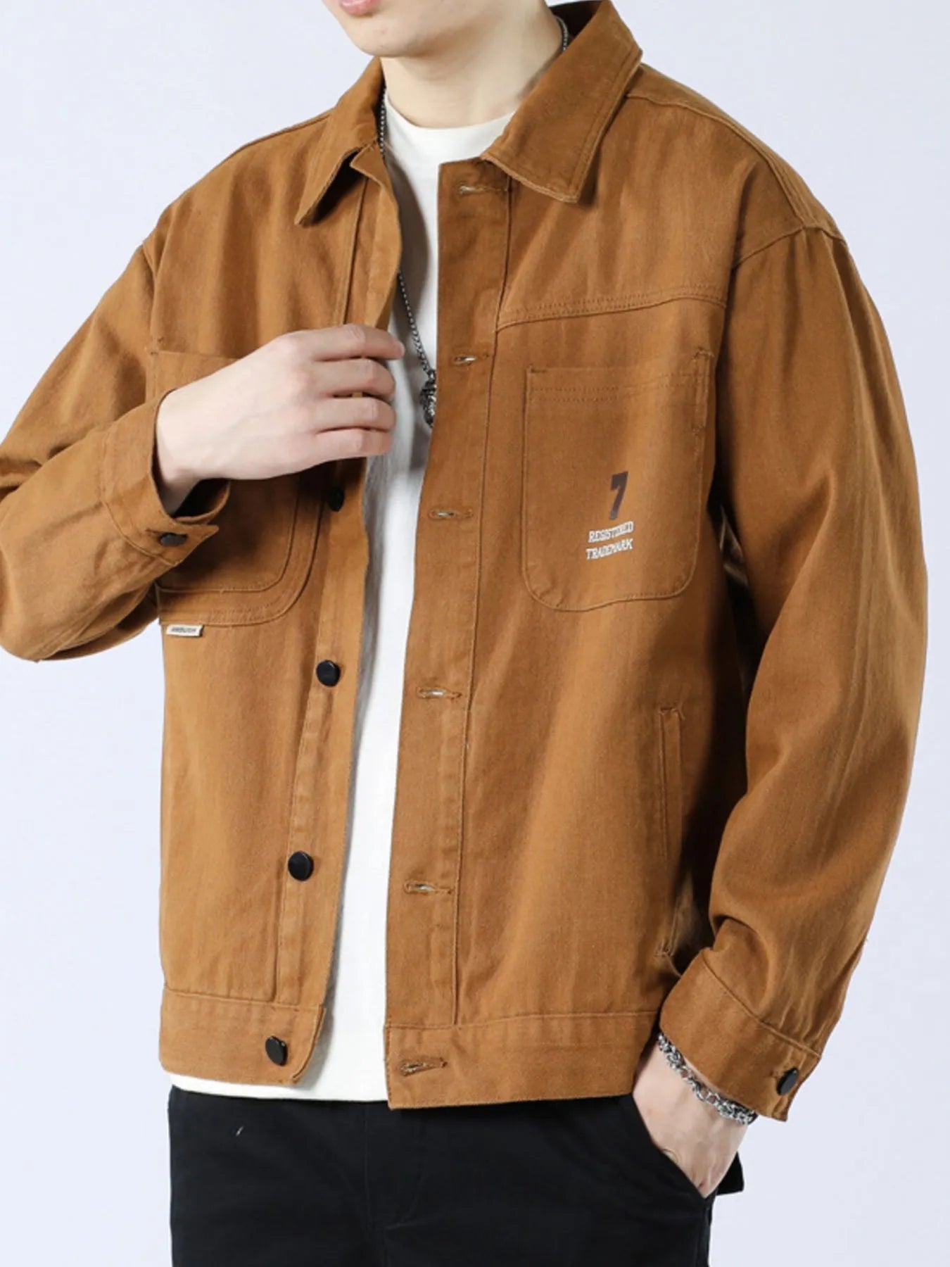 Men's Full Size Button Up Long Sleeve Shacket Plus Size - Fashorio