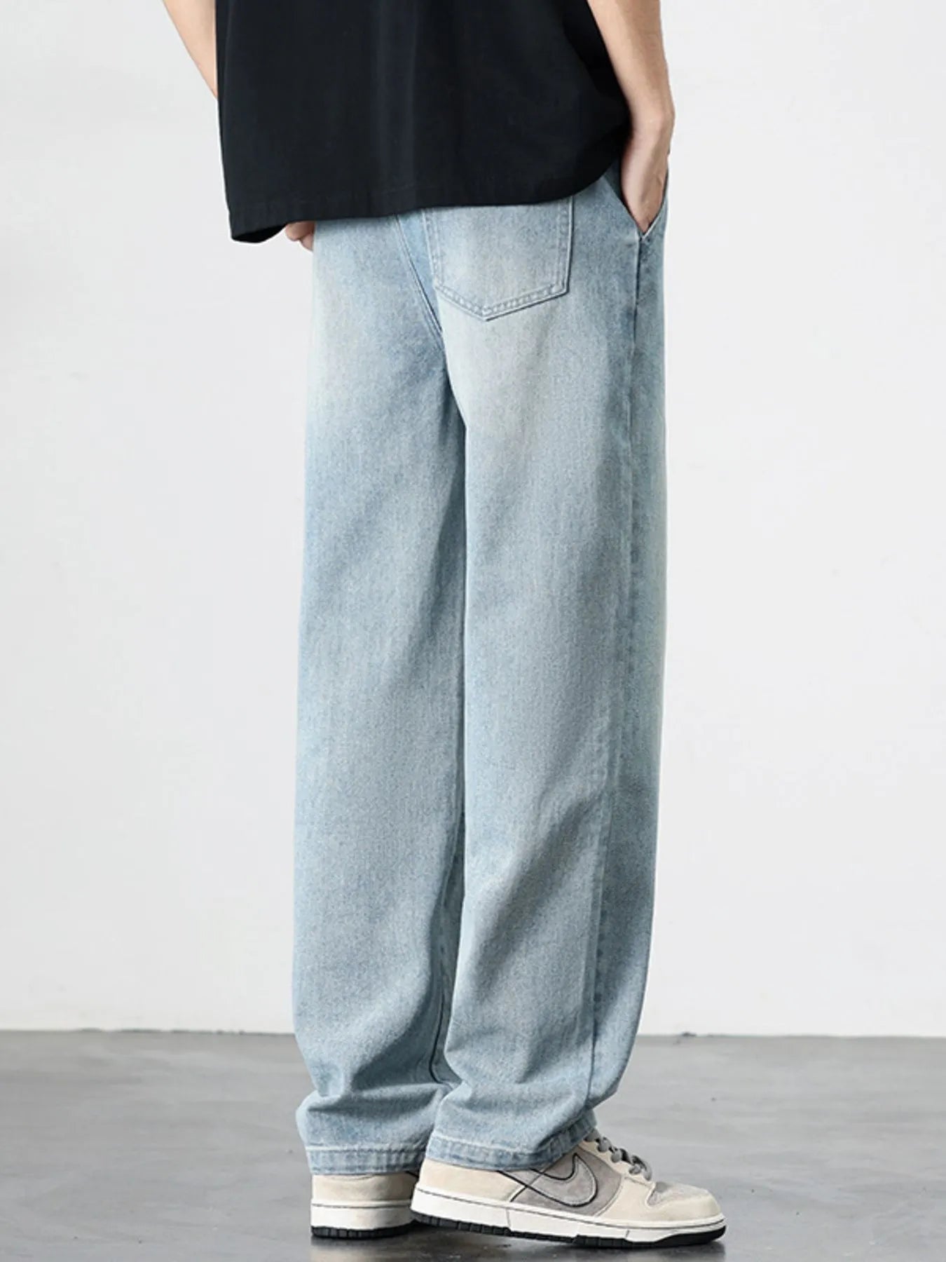 Men's Plus Size Washed Straight Leg Jeans - Fashorio