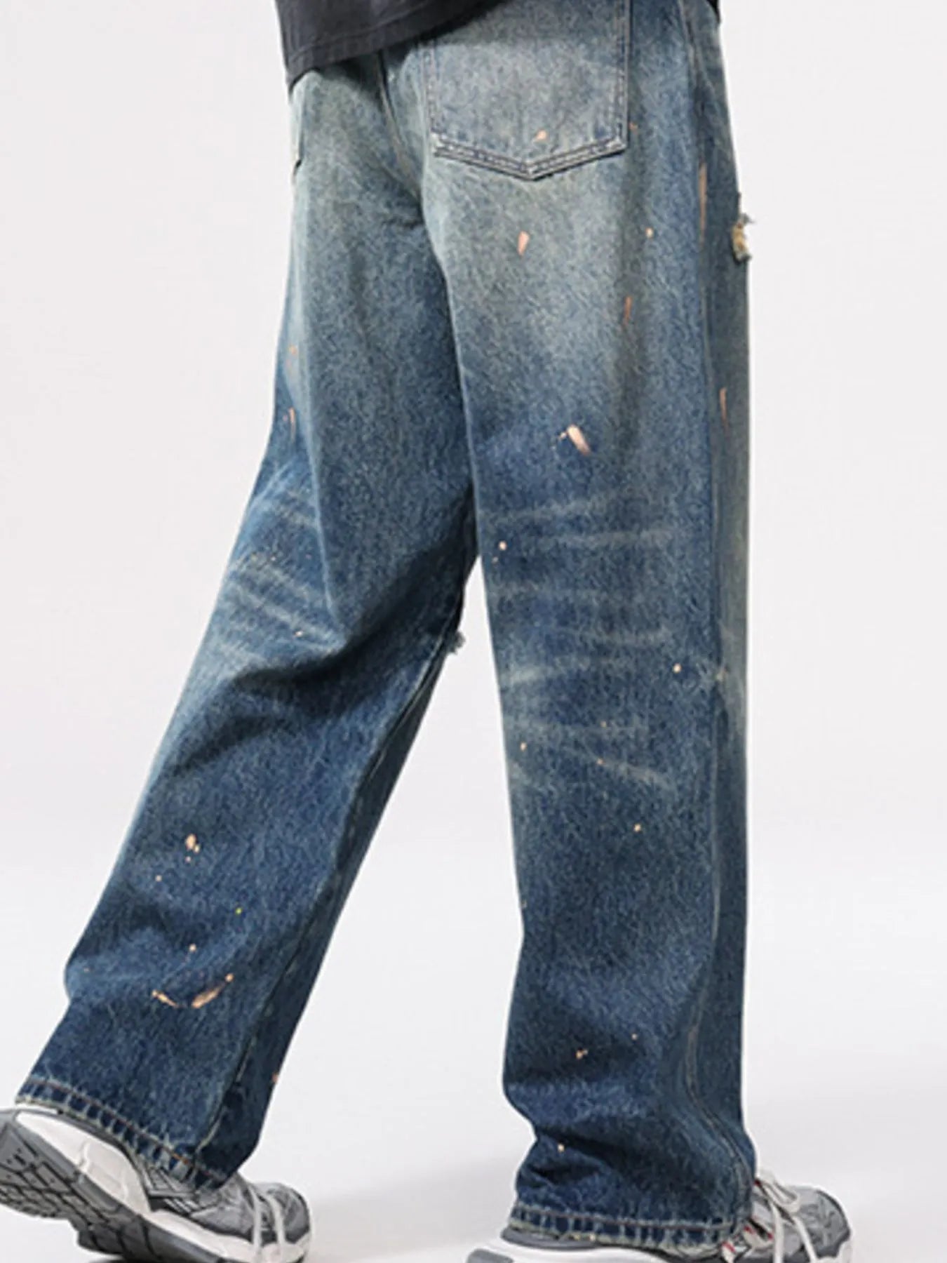 Men's Full Size Distressed Wide Leg Vintage Jeans Plus Size - Fashorio