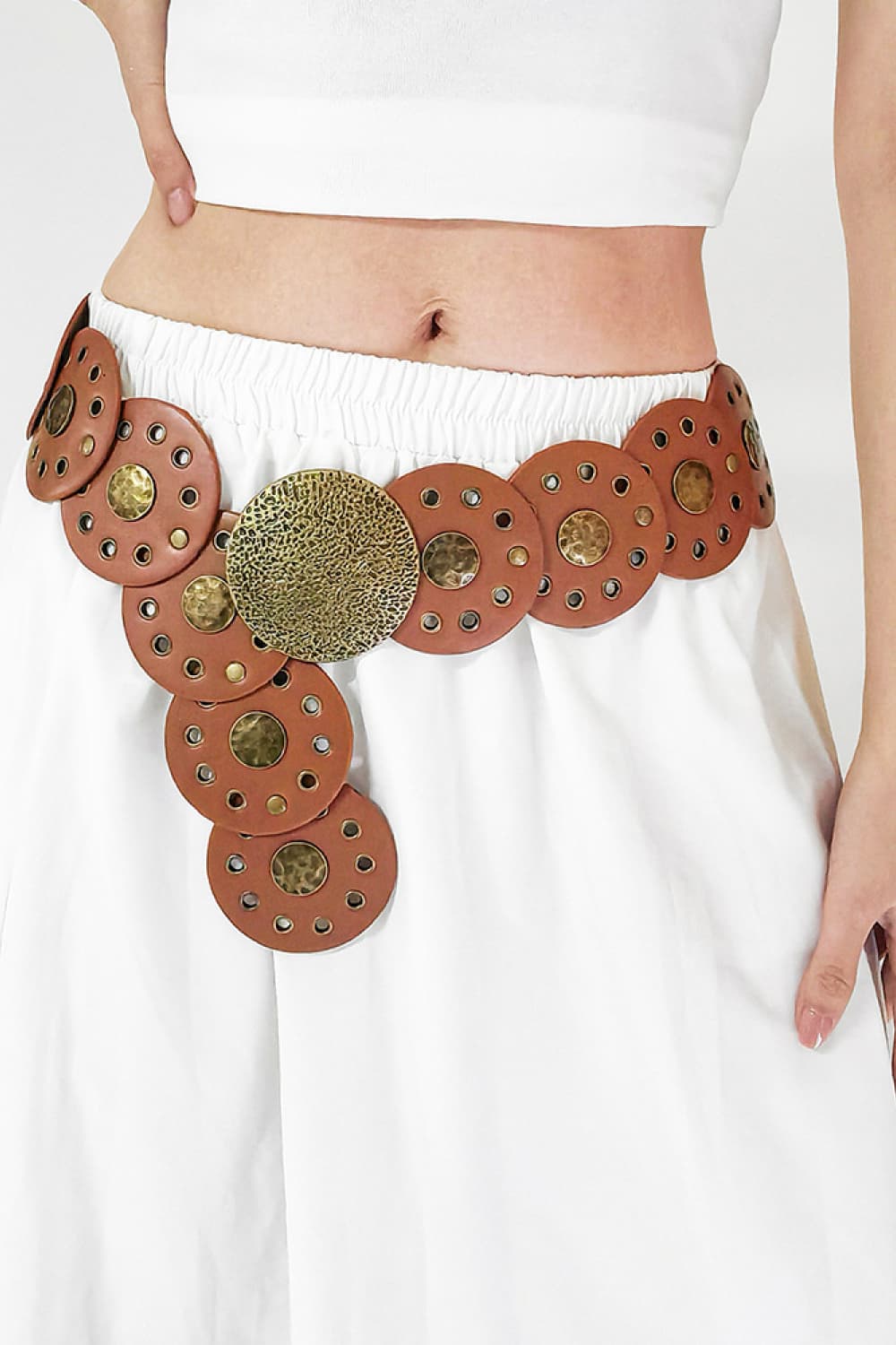 Round Shape PU Leather Belt - Fashorio