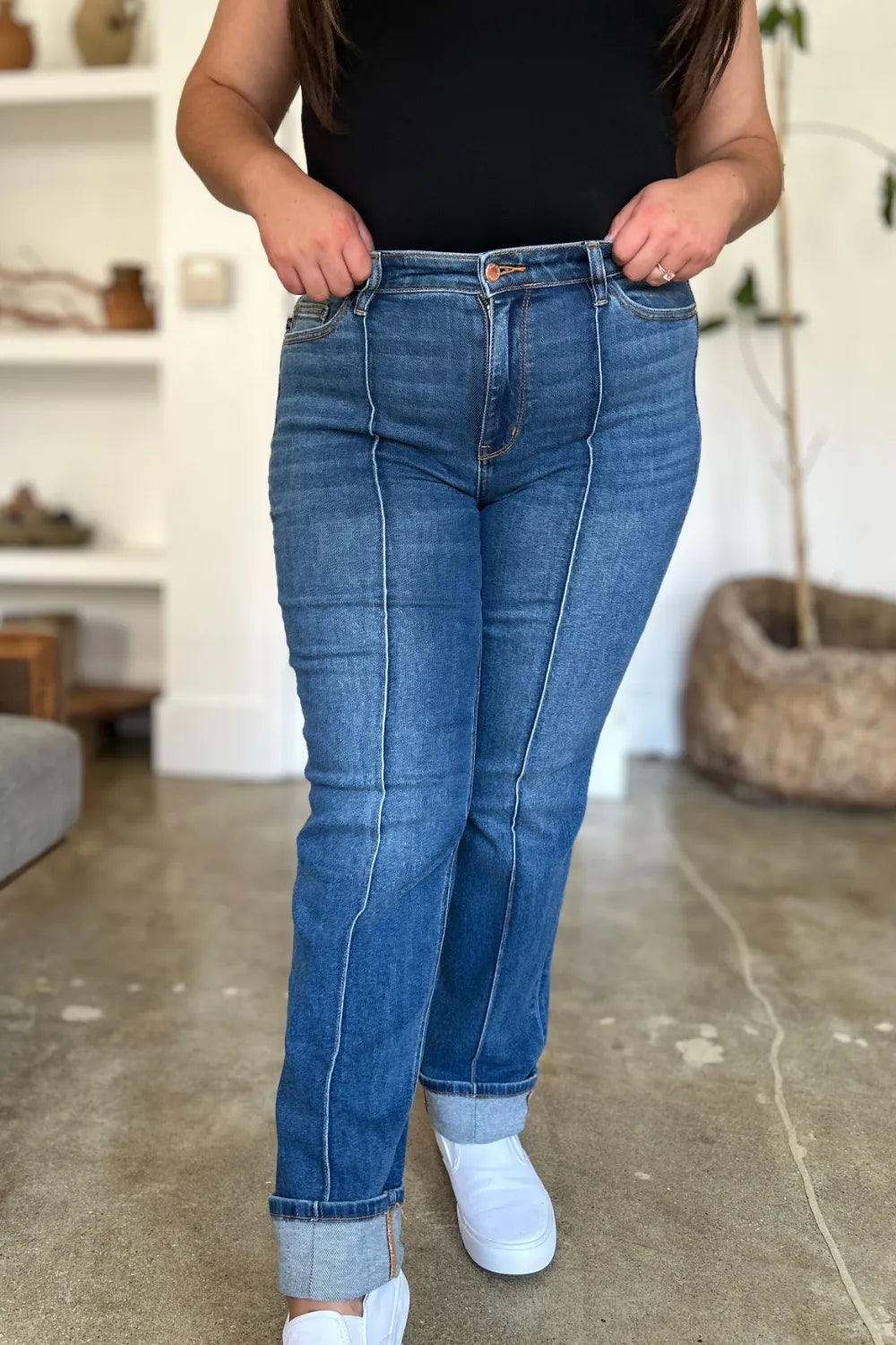 Judy Blue High Waist Front Seam Straight Jeans – Full Size Denim - Fashorio