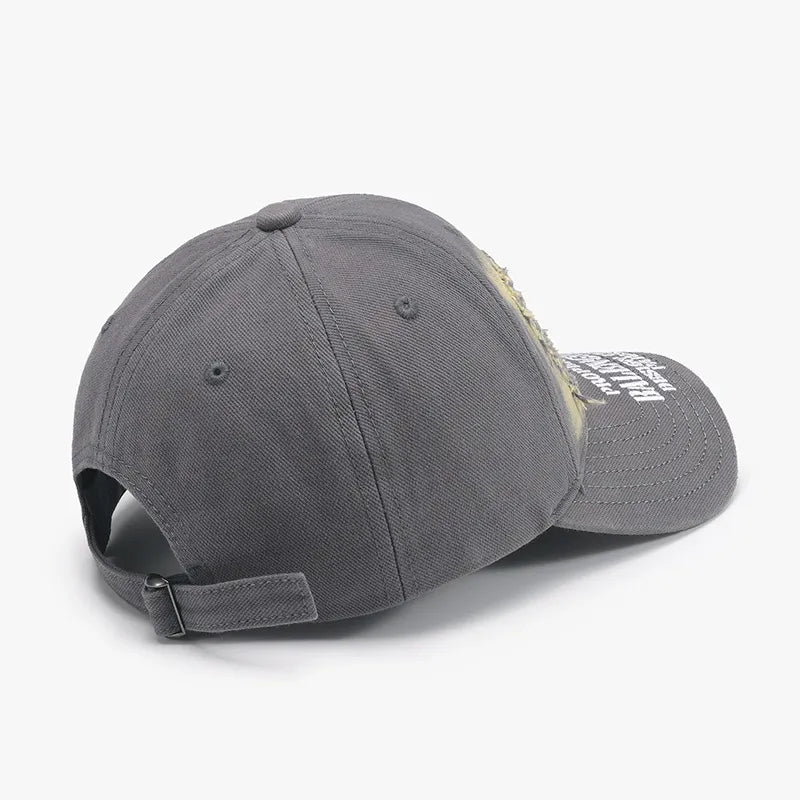 Distressed Letter Cotton Baseball Cap - Fashorio