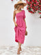 Smocked One-Shoulder Midi Dress Hot Pink - Fashorio