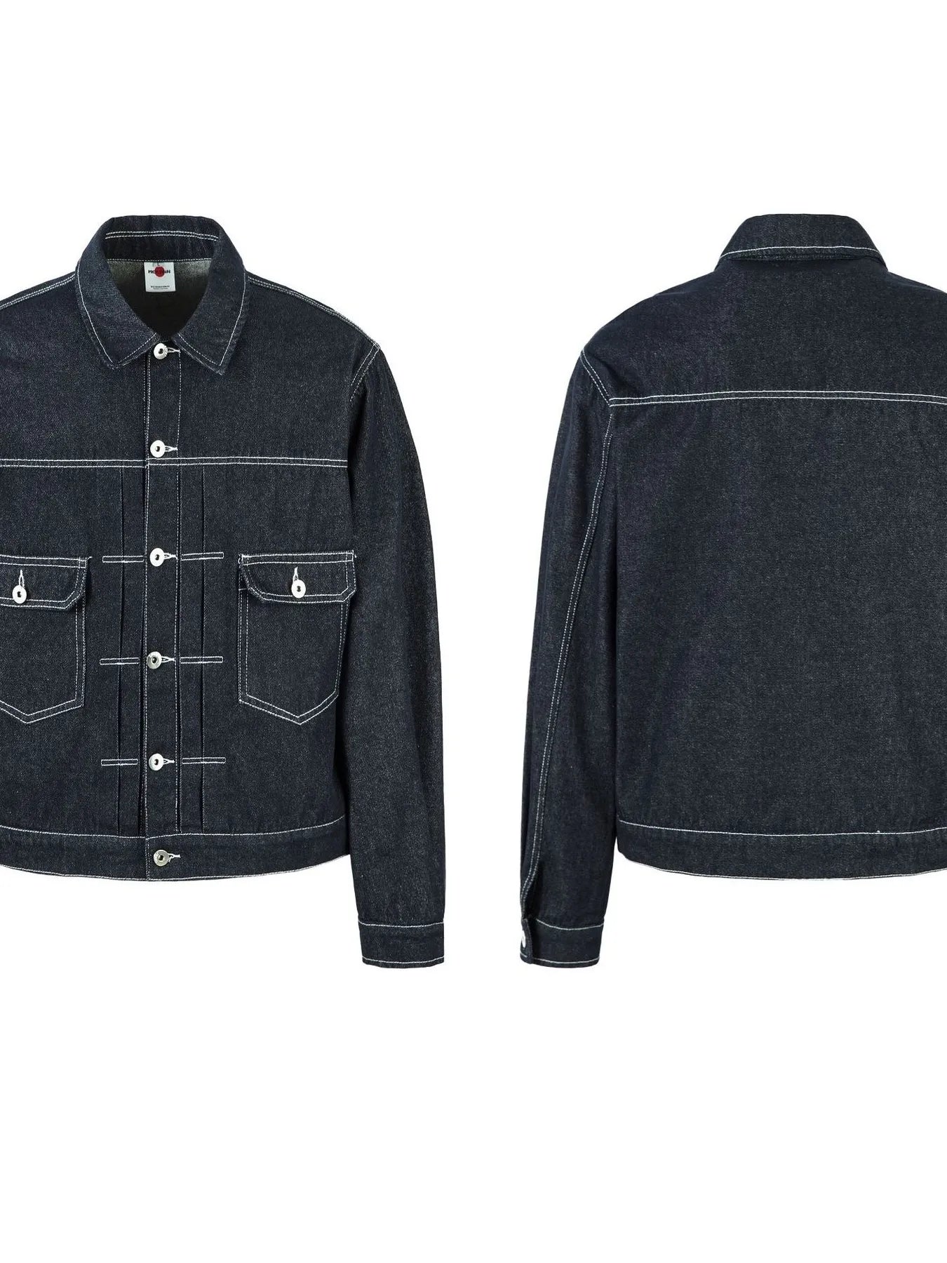 Men's Contrast Stitching Button Up Denim Jacket - Fashorio