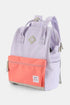 Himawari Contrast Waterproof Backpack Bag with External USB Port Lavender Coral One Size - Fashorio