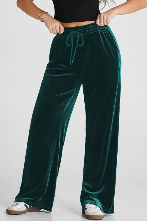 Drawstring Waist Wide Leg Active Pants - Fashorio