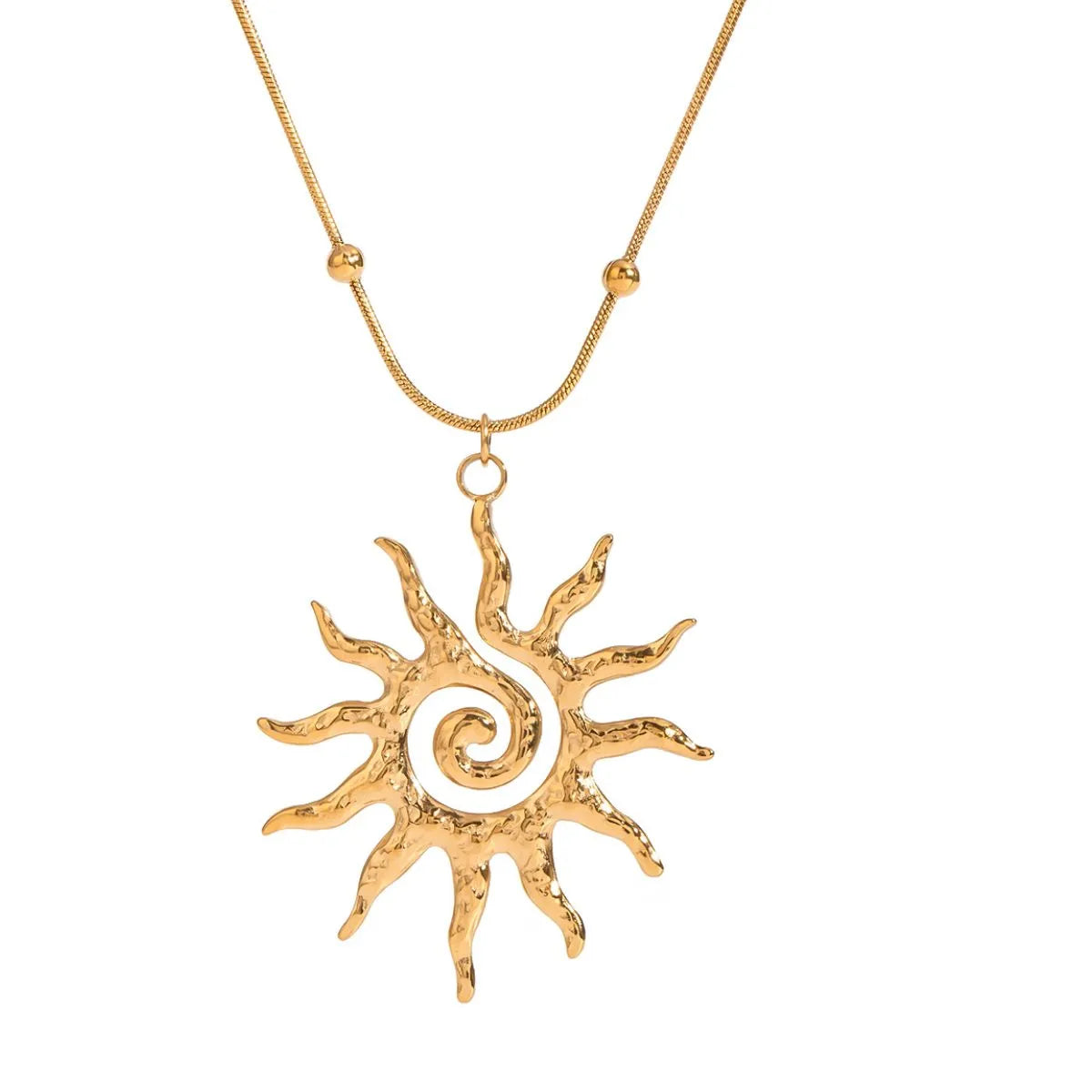 18K Gold-Plated Sun Pendant Necklace - Fashorio