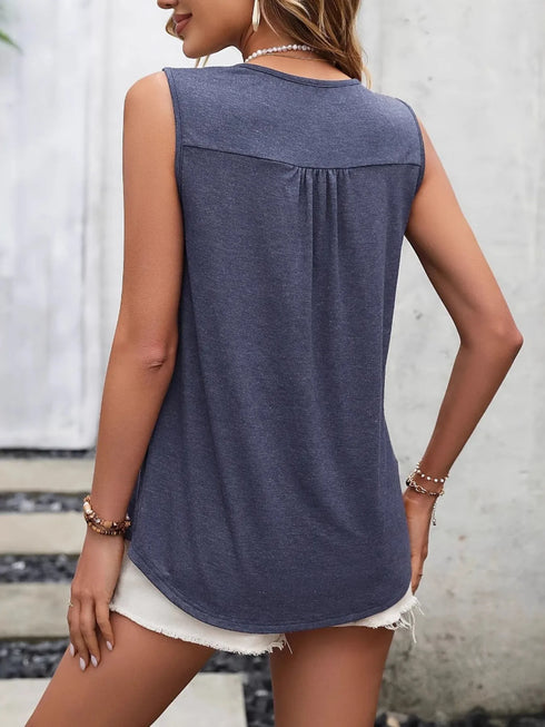 Lace Panel Scoop Neck Tank - Fashorio