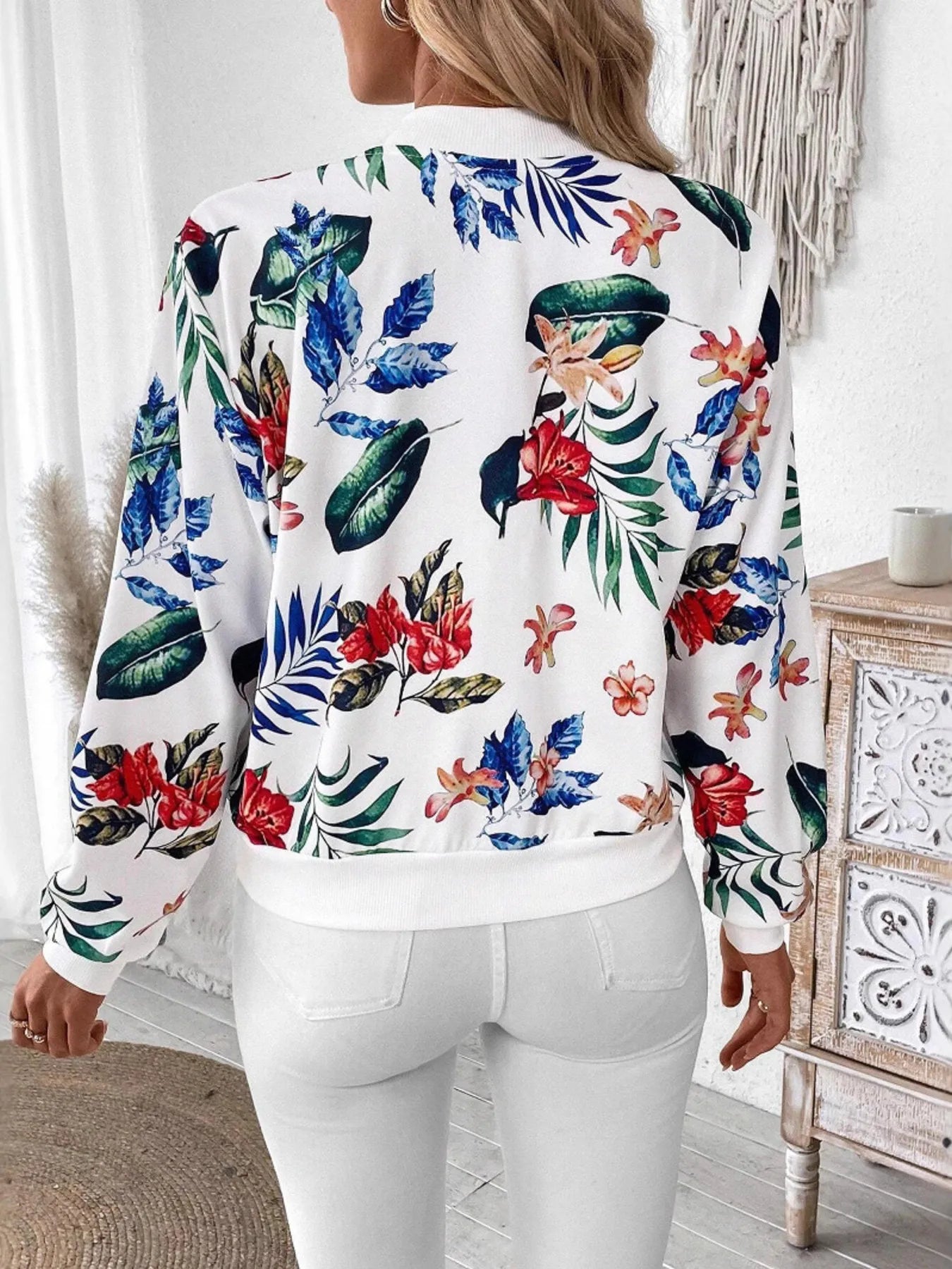 Printed Zip Up Long Sleeve Jacket – Casual Activewear - Fashorio