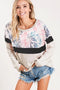 BiBi Mix And Match Color French Terry Wide Neck Top TIE DYE - Fashorio