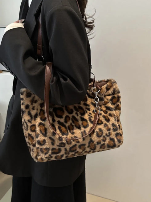 Faux Fur Leopard Shoulder Bag - Fashorio