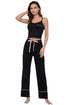 Contrast Trim Cropped Cami and Pants Loungewear Set - Fashorio