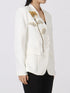 Flower Button Front Long Sleeve Blazer - Fashorio