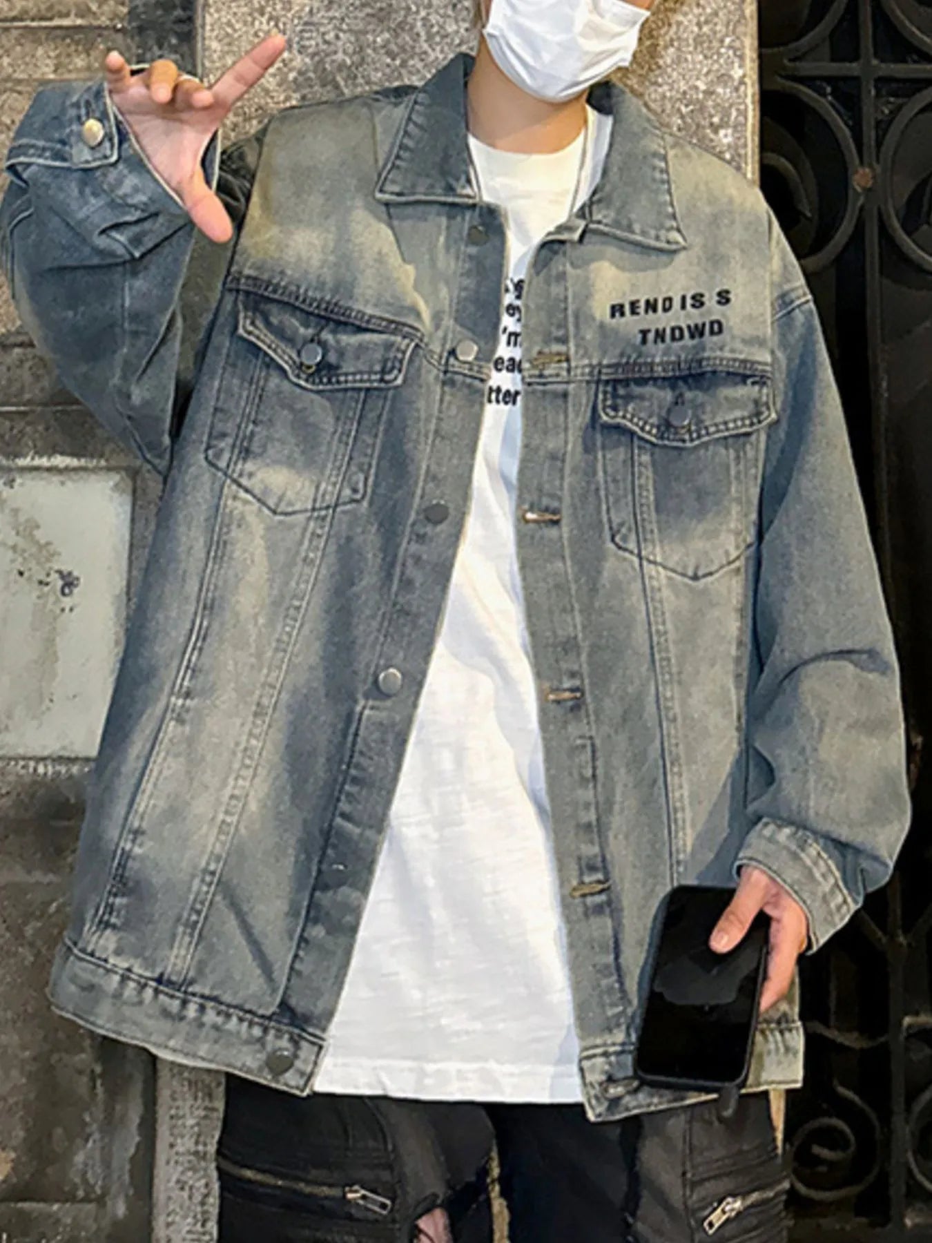 Men's Plus Size Oversized Button Up Washed Denim Jacket - Fashorio
