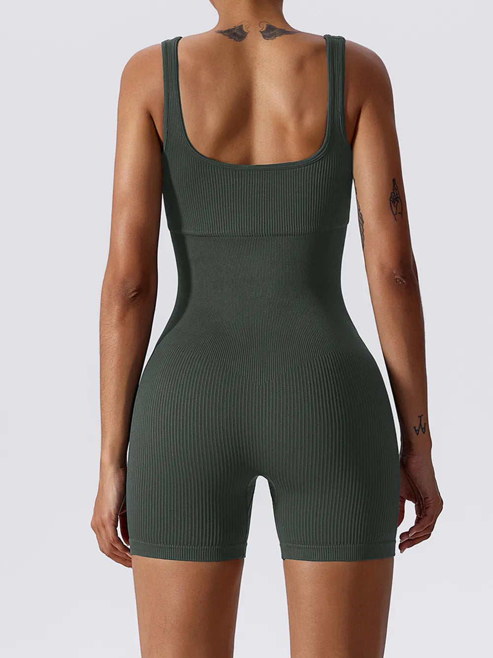 Basic Bae Ribbed Sleeveless Active Romper - Fashorio