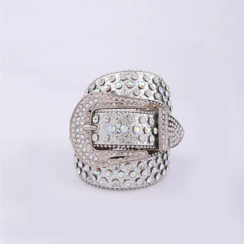 PU Leather Rhinestone Belt - Fashorio