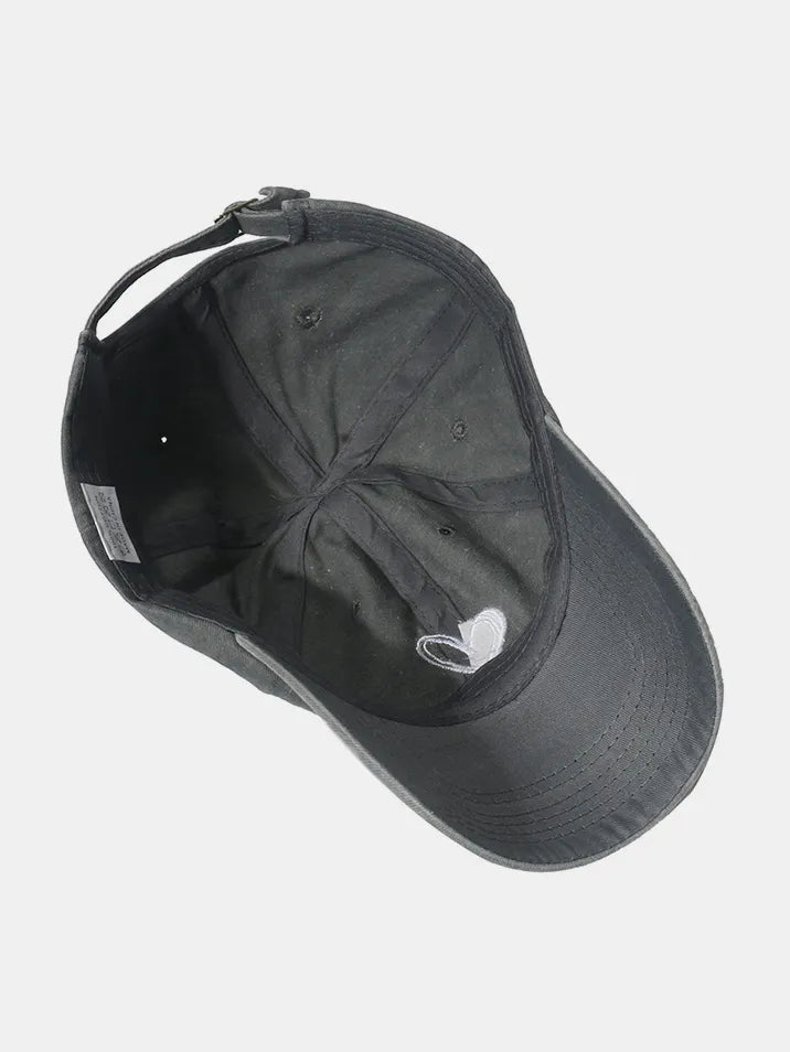 Embroidered Heart Washed Cotton Baseball Cap - Fashorio