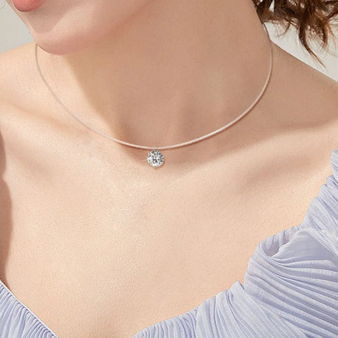1 Carat Moissanite 925 Sterling Silver Necklace - Fashorio