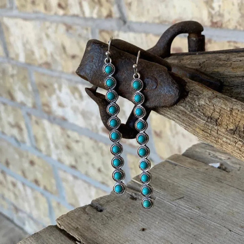 Artificial Turquoise Alloy Bar Earrings - Fashorio