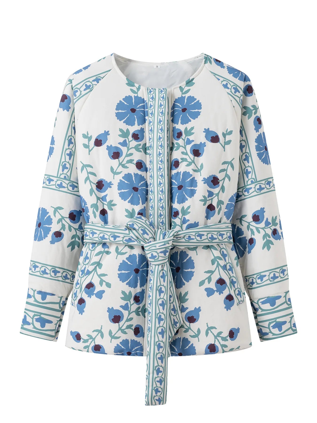 Printed Button Down Long Sleeve Winter Coat - Fashorio