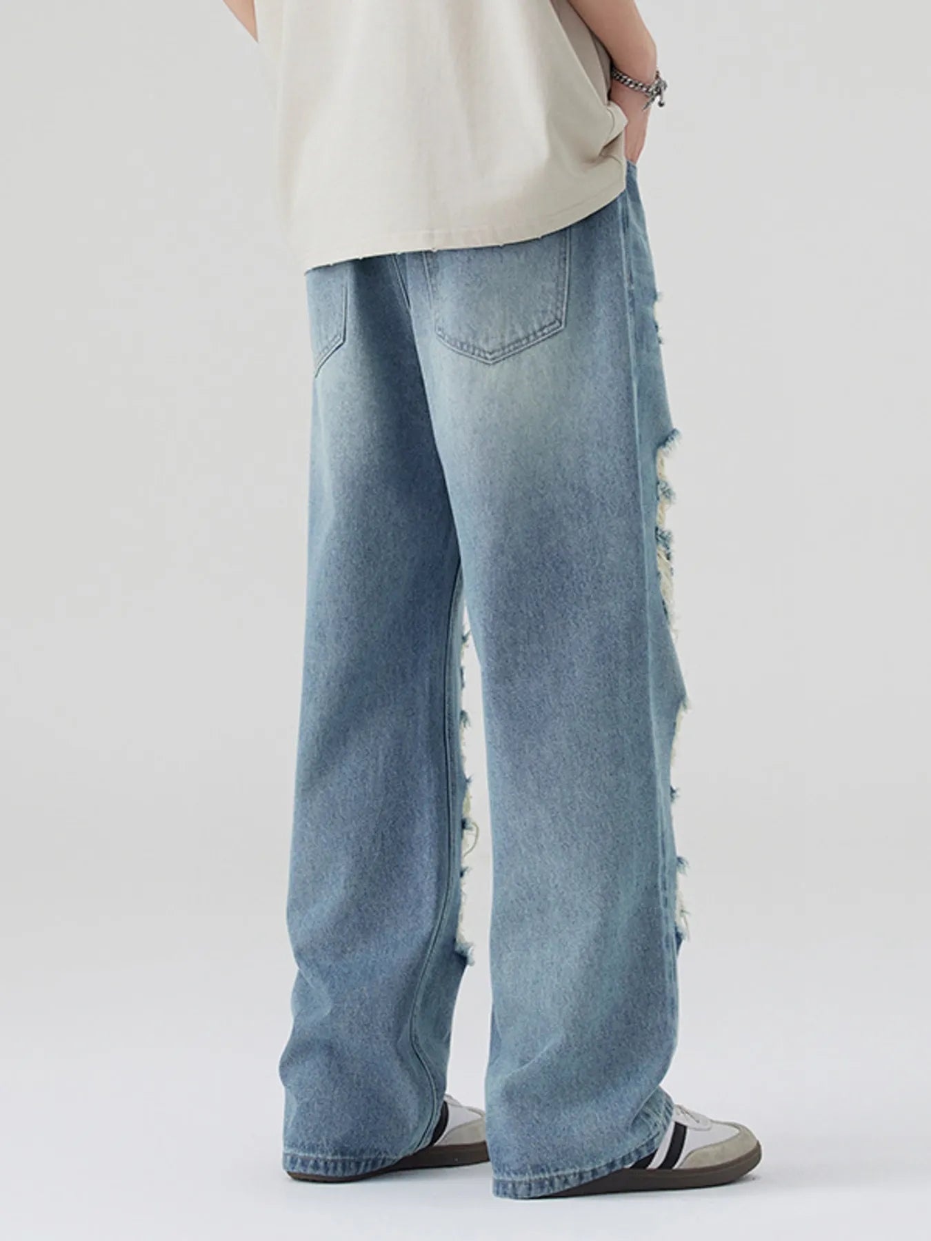 Men's Full Size Distressed Wide Leg Jeans Plus Size - Fashorio