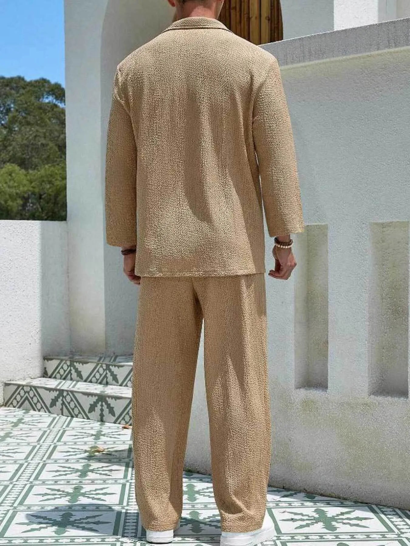 Men's Plus Size Long Sleeve Top and Pants Set - Fashorio