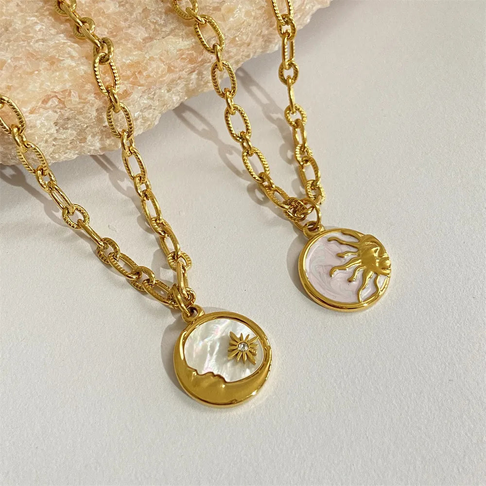 Titanium Steel Sun & Moon Necklace - Fashorio