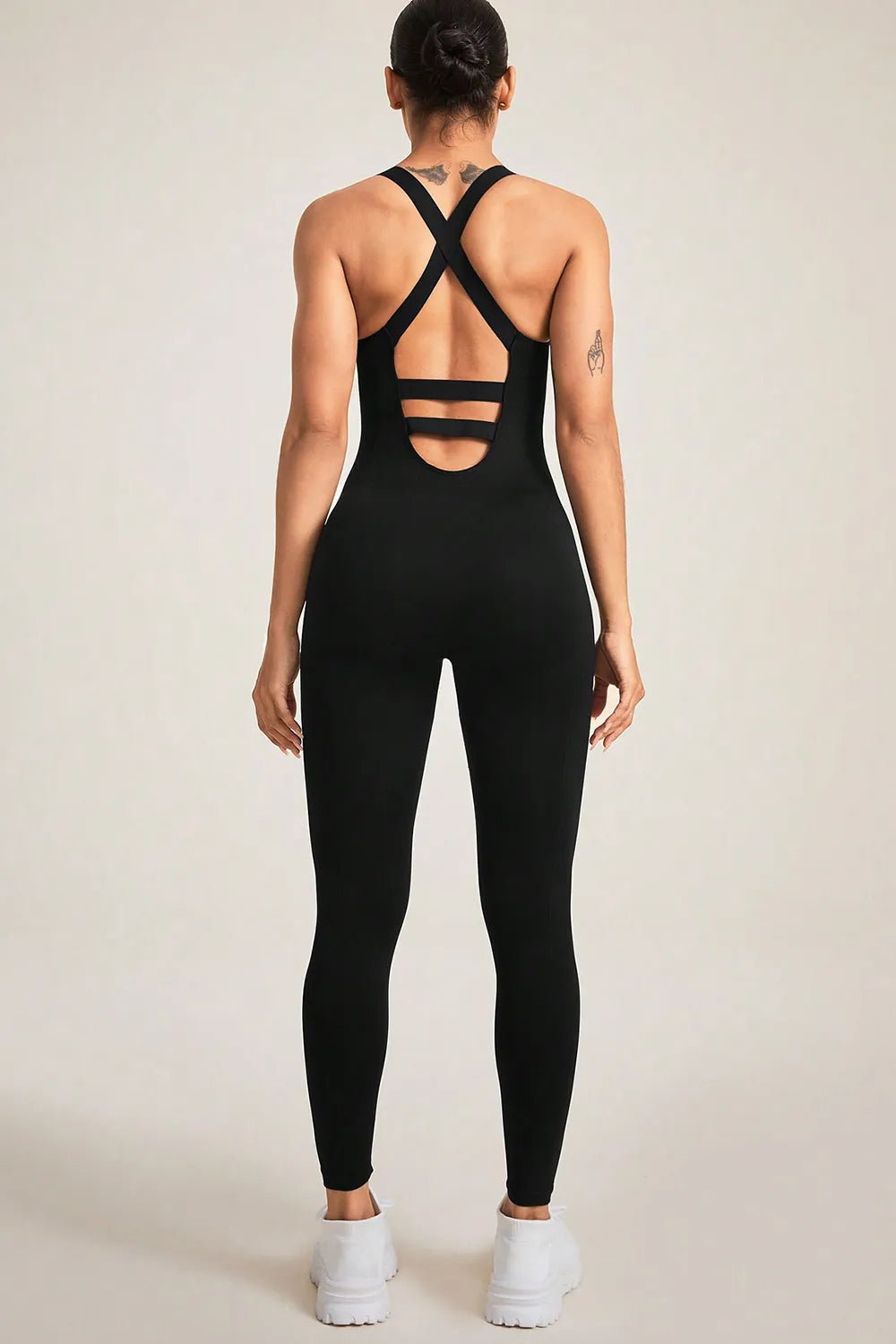 Crisscross Wide Strap Jumpsuit - Fashorio