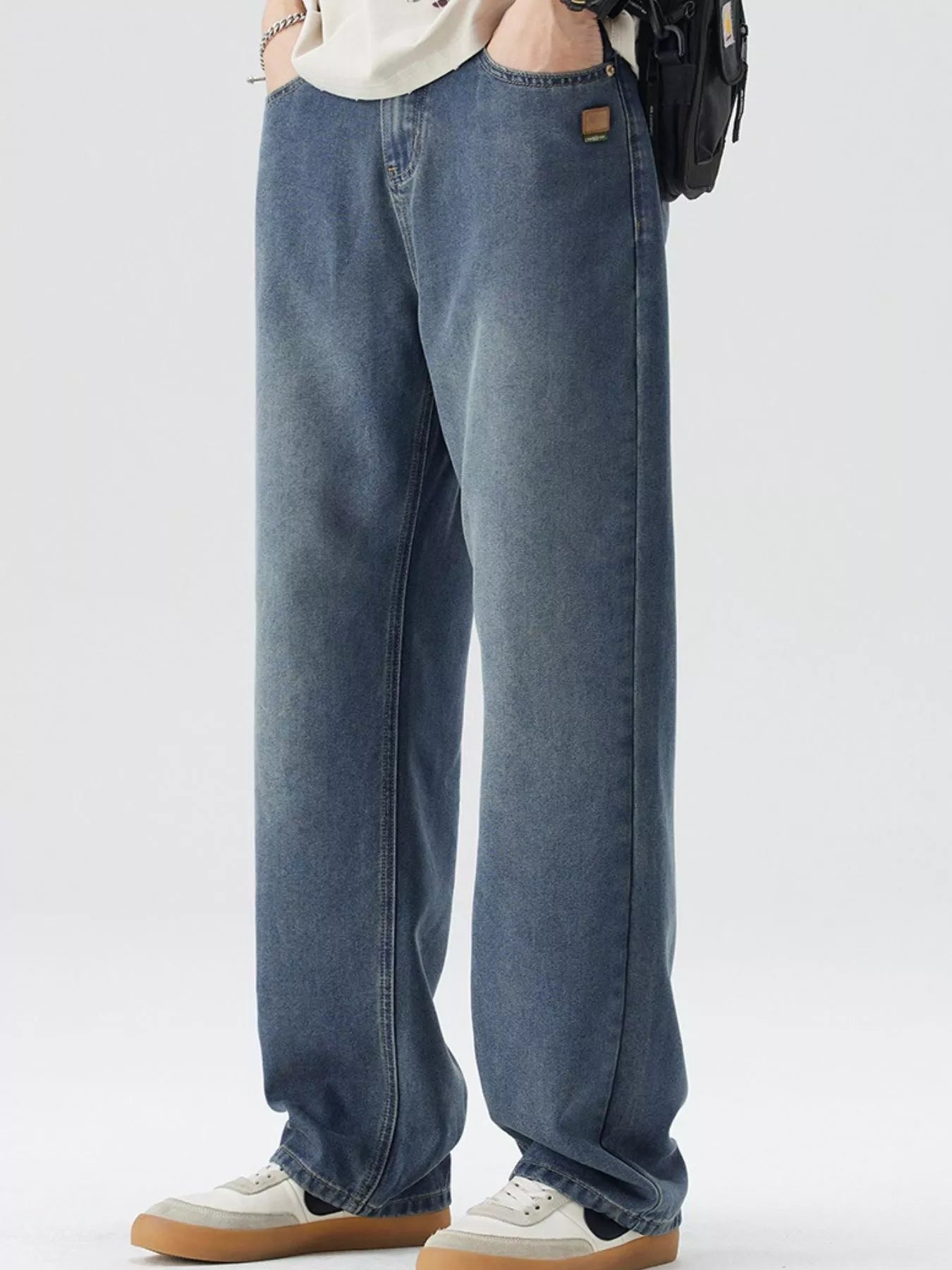 Men's Plus Size Wide Leg Wash Jeans - Fashorio