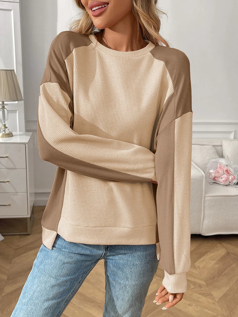 Color Block Long Sleeve Sweatshirt - Fashorio