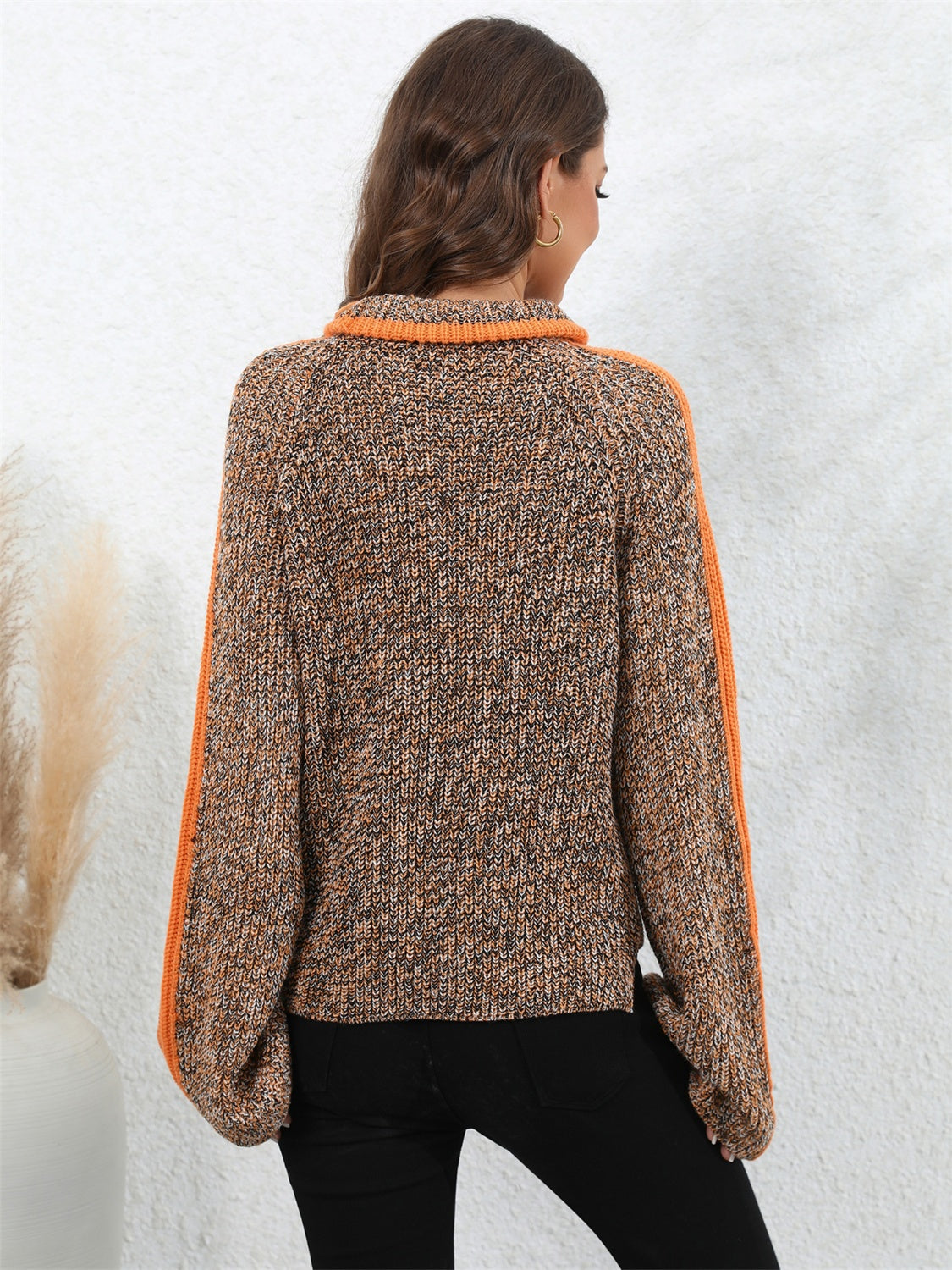 Angel Wings Heathered Turtleneck Long Sleeve Sweater - Fashorio