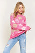 ADORA Full Size Floral Popped 2-Tone Sweater Top Plus Size - Fashorio