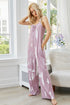 Shiny Tie-Dye Spaghetti Strap Jumpsuit with Pockets - Fashorio