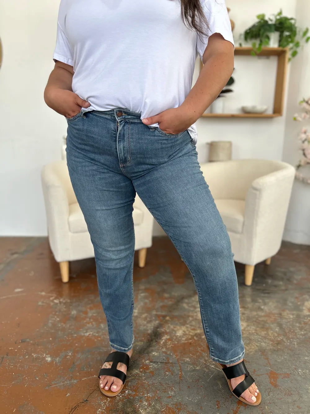 Judy Blue Full Size High Waist Straight Jeans - Fashorio