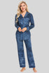 Collared Neck Long Sleeve Loungewear Set with Pockets French Blue - Fashorio