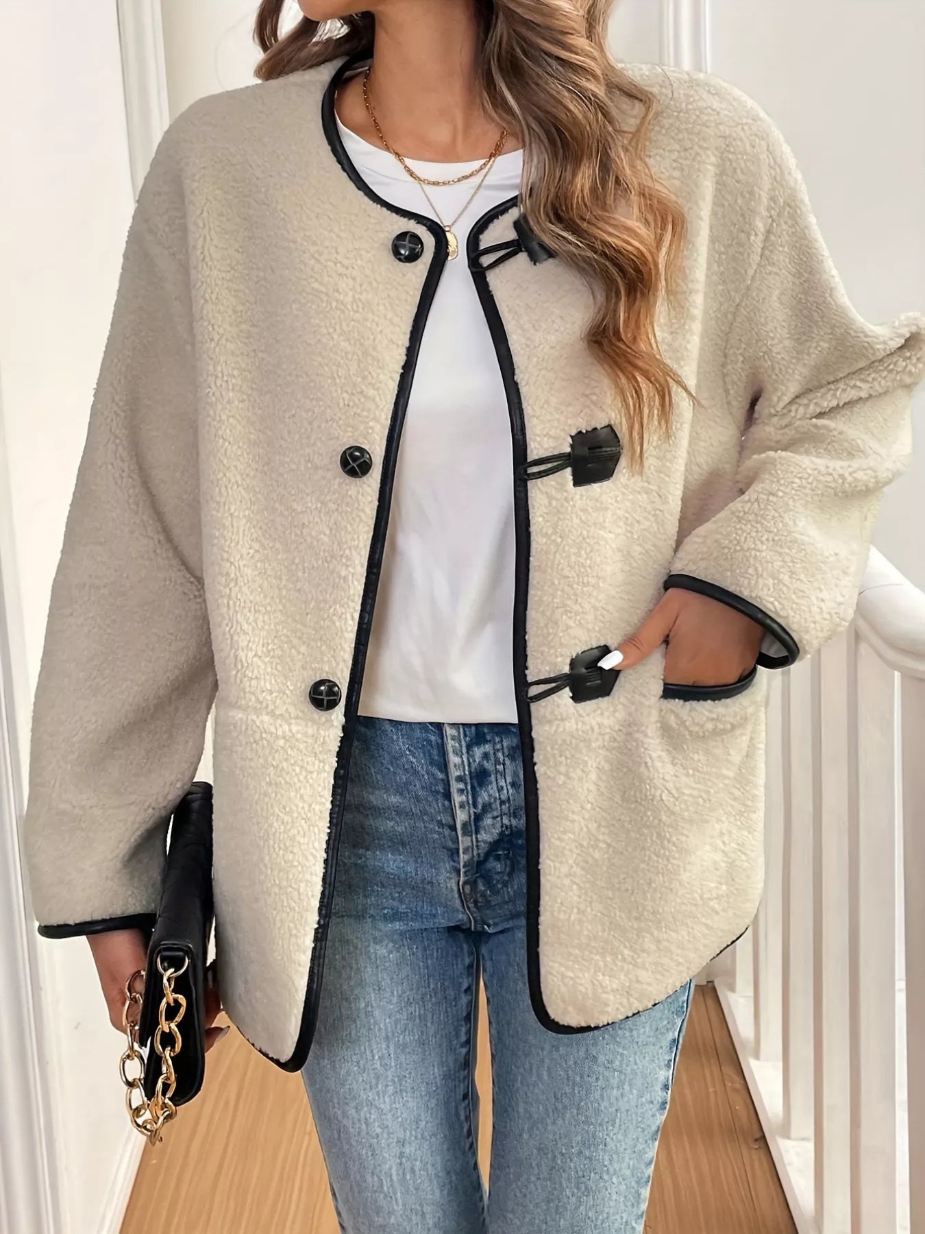 Button Up Dropped Shoulder Outerwear - Fashorio