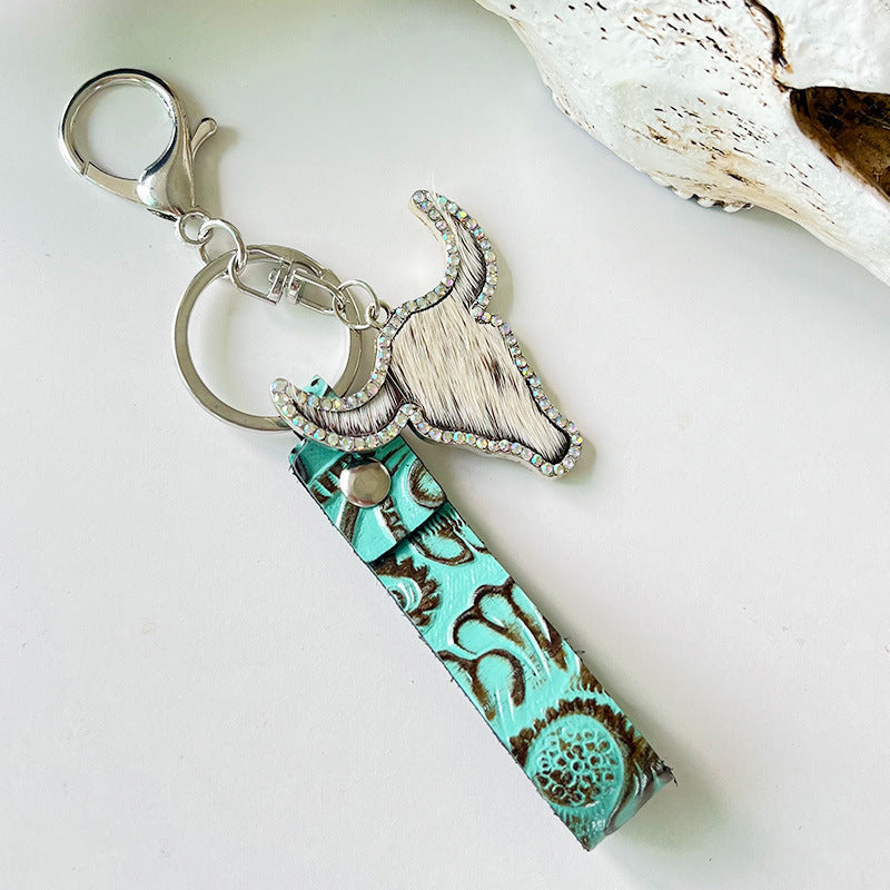 Rhinestone Bull Keychain Style E One Size - Fashorio
