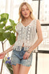 ADORA Fringe Hem Crochet Vest Cardigan - Fashorio